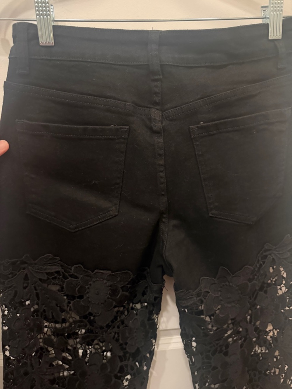 Black Lace Panel Jeans for Women - Picture 12 of 17
